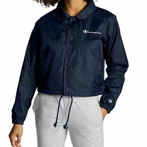 NWT Champion Black Cropped Heritage Coaches Jacket Size XS